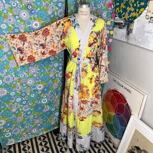 Anthropologie Floral Kimono Jacket - Yellow and Cream